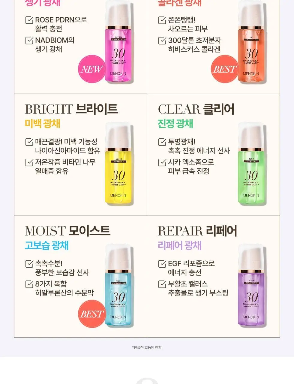 [30ml 추가증정/원조버블팩]메노킨 30초 퀵 버블 마스크 95ml 6종 중 택1 상세페이지 26